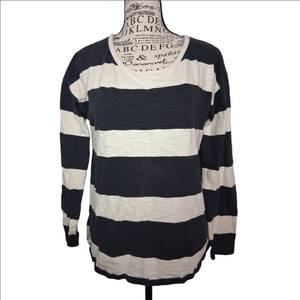 Madewell Rugby Stripe Pullover Small Black And White Womens